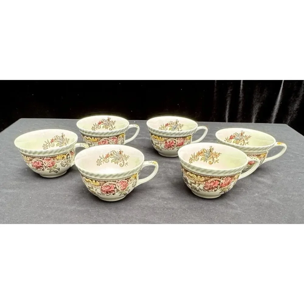 6 Johnson Bros. Devonshire Coffee Tea Cups Mugs Made in England -A83